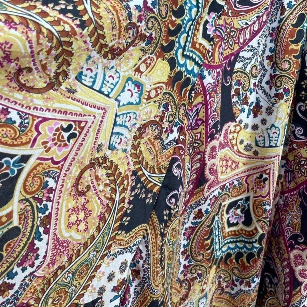 Maxi Skirt M Circle‎ 90s Grunge Whimsigoth Moody Witchy Satin Artsy Paisley 39